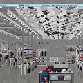 Modern Clothing Store Interior with Hanging Apparel Shelves Display Tables and Colorful Outfits