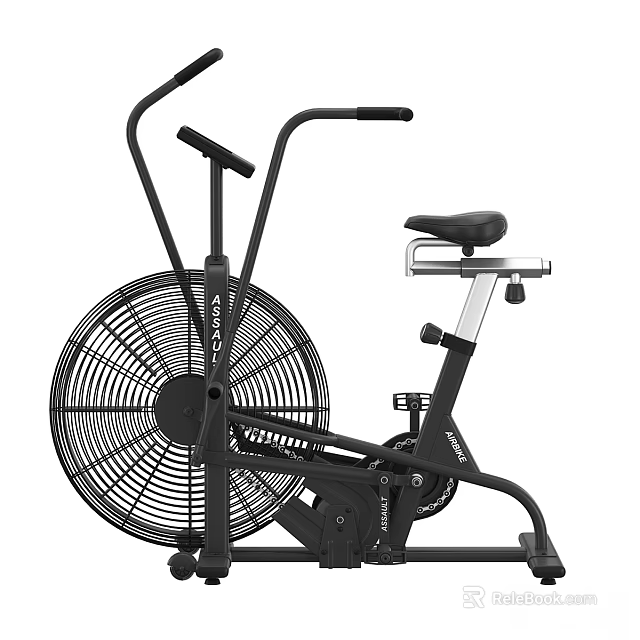 Black Fan Exercise Bike With Durable Frame And Comfortable Seat For Home Gym 3d model 