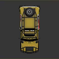 Yellow Emergency Rescue Vehicle With Red Stripes And Roof Mounted Equipment