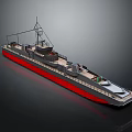 Water Vessel With Black And Red Hull Upper Deck Antenna Structure 3D Rendered Model 3d model