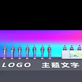 Functional Desk Setup On Event Stage With Logo Theme Text And Standing People 3d model