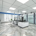 Modern Laboratory Interior With Lab Benches Glass Cabinets Instruments and Ergonomic Chairs