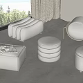 modern sofa stool modern stool round stool 3d model