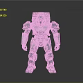 Teal Armored Sci Fi Robot Character With Orange Accents In Standing Pose