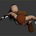 Red Haired Female Character With Dual Guns Vest Shorts And Long Boots 3D Render