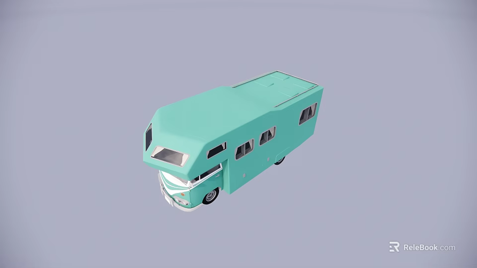 Light Green Caravan Exterior Design With Modern Windows And Stylish Look 3d model 