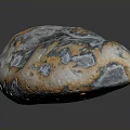 Natural Stone Decorative Piece With Unique Gray Orange Blue Color Patterns And Rough Texture