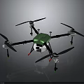 Aerospace Quadcopter Drone With Green Body Four Propellers For Space Exploration Missions