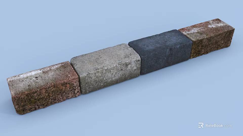 Diverse Colored Stone and Wood Blocks with Natural Textures and Patterns 3d model 