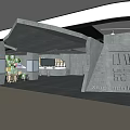 XiaoZhan Movie Theater Modern Gray Architecture Entrance With Lighting And Interior Space