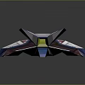Futuristic Low Poly 3D Model Aircraft with Blue White Red Geometric Shiny Surface Design