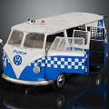 Police Blue White Checkered Functional Van With Patrol Lights And Features