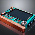 Vintage Electronic Device With Copper Frame Black Screen And Control Buttons 3d model