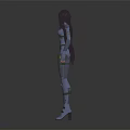 Sci Fi Armored Female Character With Purple Hair In Futuristic Mechanical Suit