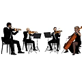 Modern multiplayer music playing man violin cello 3d model