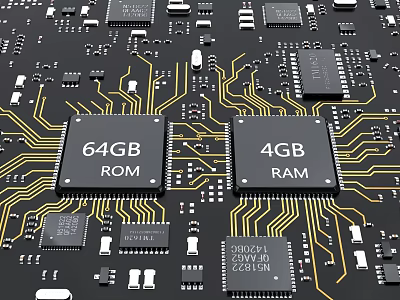 Industrial Circuit Board With 64GB ROM 4GB RAM And Electronic Components 3d model