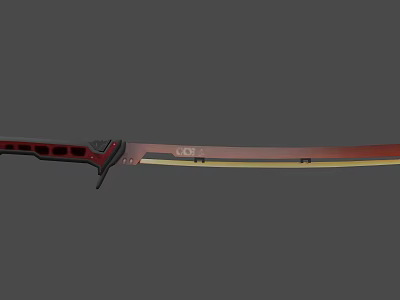 Traditional Decorative Sword With Red Handle And Golden Sharp Blade Design 3d model