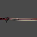 Traditional Decorative Sword With Red Handle And Golden Sharp Blade Design