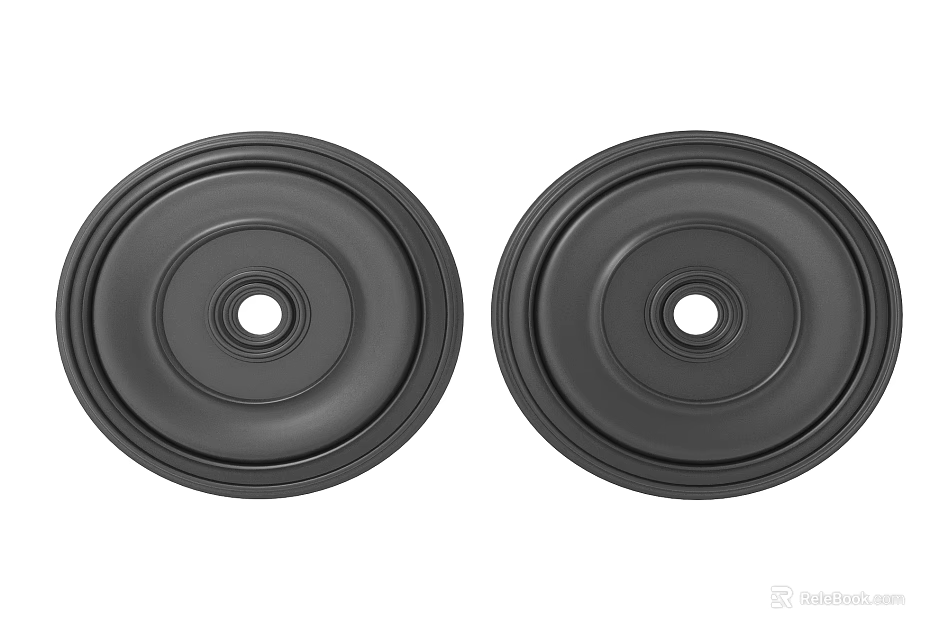 Two Black Circular Carved Decorative Plates with Intricate Patterns and Smooth Edges 3d model 