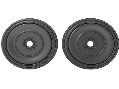 Two Black Circular Carved Decorative Plates with Intricate Patterns and Smooth Edges 3d model