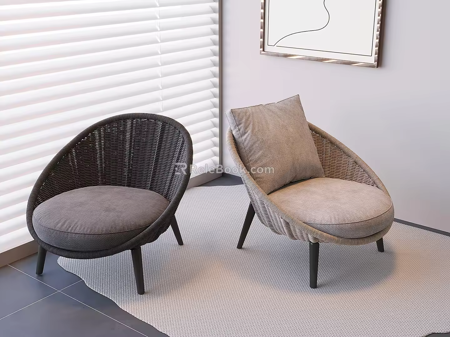 Soft Bag Backrest Sofa Stool 3d model