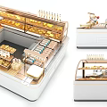 Light Luxury Container Bread Cake Combination Display Cabinet 3d model