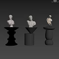Black Side Tables With White Sculptures For Modern Interior Decor 3d model