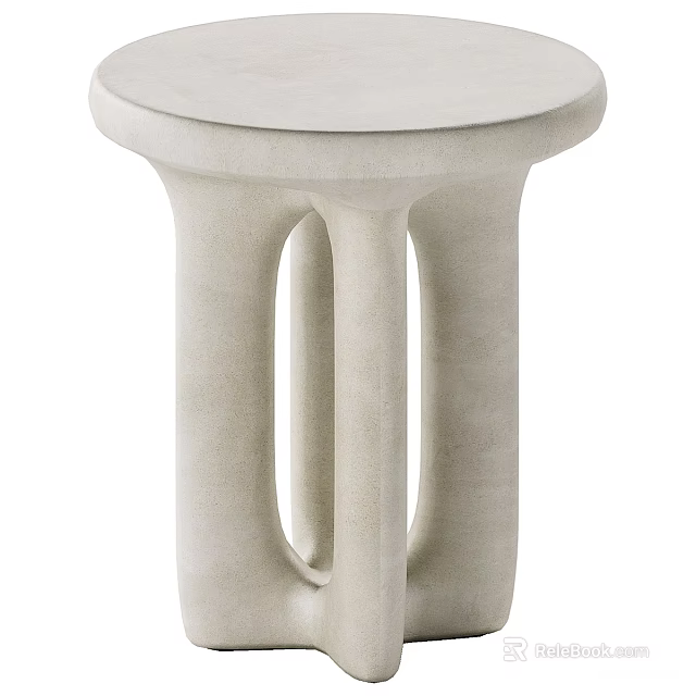 Modern White Side Table With Unique Pillar Design And Smooth Surface 3d model 