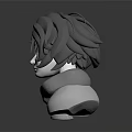 Game And Movie Character 3D Sculpted Head Model With Short Hair And Calm Expression
