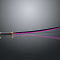 Katana Weapon With Purple Glow Blade Gold Accents And Reflection On Black Smooth Surface