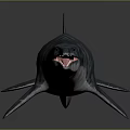 Prehistoric Marine Reptile With Long Striped Body Open Mouth And Fins