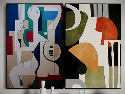 Abstract Painting With Geometric Shapes Vibrant Colors Abstract Forms And Color Blocks 3d model