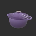 Purple Enameled Cooking Pot With Lid Round Handle And Side Handles