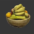 Fresh Assorted Fruits in Wooden Bowl Including Bananas Apples and Oranges