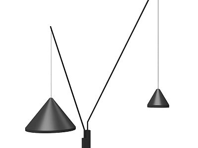 Modern Wall Lamp Design With Two Conical Shades And Slim Rods 3d model