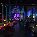 Modern Bar Interior Design With Red Leather Seats Bar Counter And Lighting Decor