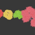 Various Arbor Trees With Green Foliage And White Crown Shapes On Black Background