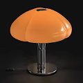 Orange Mushroom Shaped Table Lamp With Silver Metal Base And Stands