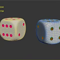 Two White Dice With Red Dots On Black Table Showing Clear Reflections