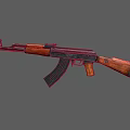 Classic Assault Rifle With Wooden Stock And Black Metal Barrel Design