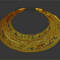 Exquisite Gold Crescent Shaped Jewelry With Intricate Carvings And Ornate Patterns