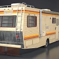 Fleetwood Classic Beige Striped Recreational Vehicle With Multiple Windows Exterior Design