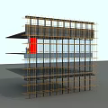 Contemporary Building Facade Featuring Glass Curtain Wall And Horizontal Metal Frames