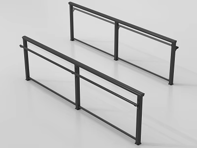 Modern Black Metal Railings Featuring Simple Horizontal And Vertical Bar Design 3d model