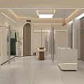 Modern Clothing Store Interior With Garment Racks Cashier Counter And Mirrors
