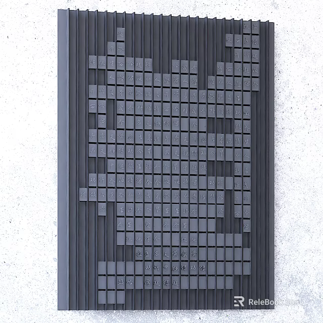 Modern Background Wall With Square Mosaic Tiles And Dark Textured Surface 3d model