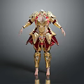 Ornate Golden Armor With Red Accents And Intricate Decorative Details