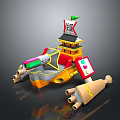 Colorful Toy Model Ship Like Vehicle With Tower Structure And Cannon Parts