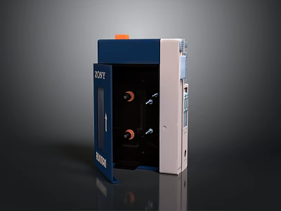 Electronic Control Device With Blue And White Design Open Door And Internal Components 3d model
