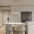 Sleek Modern Kitchen Interior With White Cabinets Countertop Window Blinds And Appliances